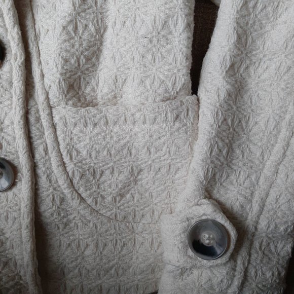 NWOT Charlotte Russe Woven Wool Cream White Short Winter Coat Jacket Buttons Sm - Picture 5 of 10